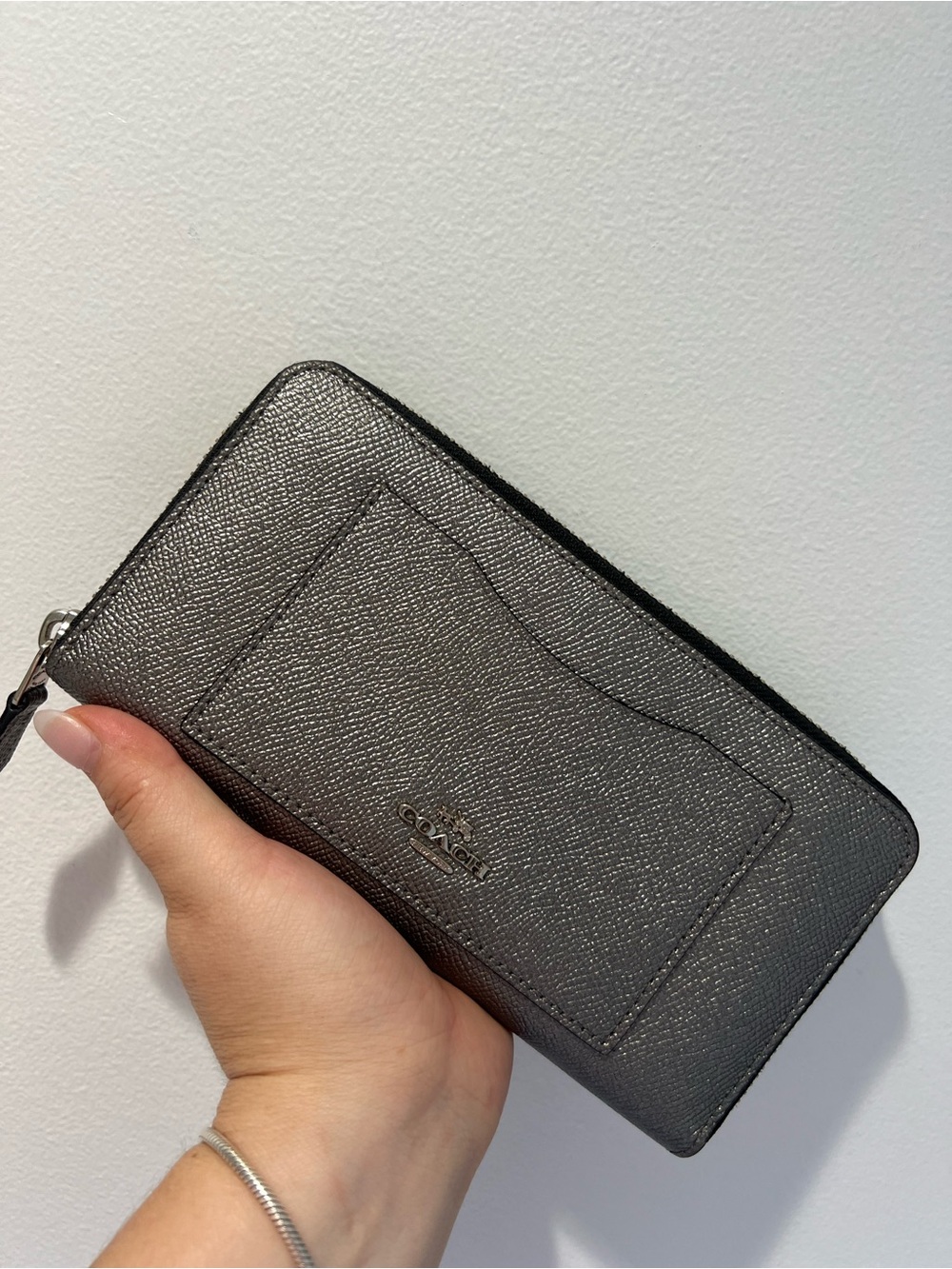 Coach Metallic Charcoal Zip Wallet - Picture 5 of 7
